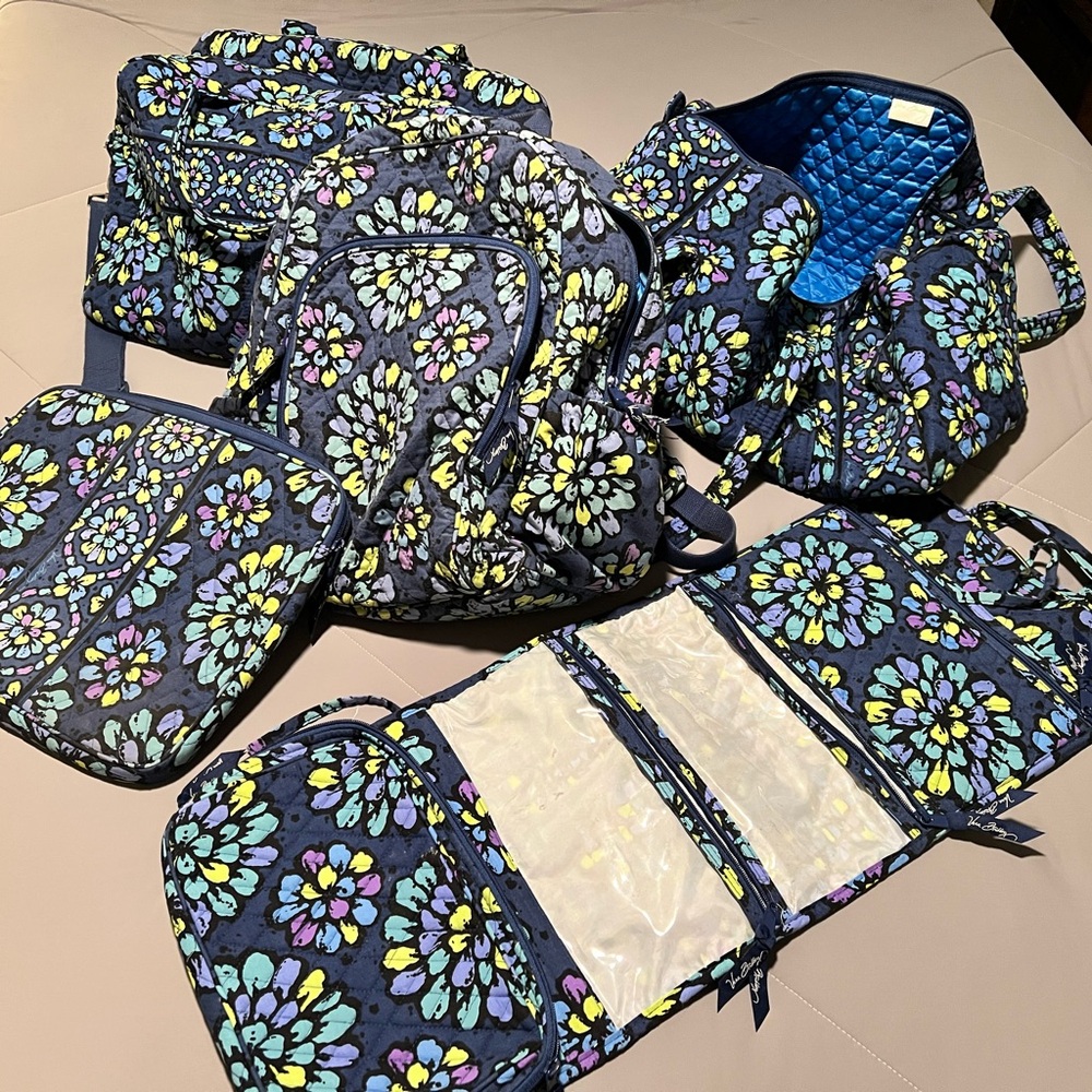 Vera Bradley Indigo Pop Travel Bag Set